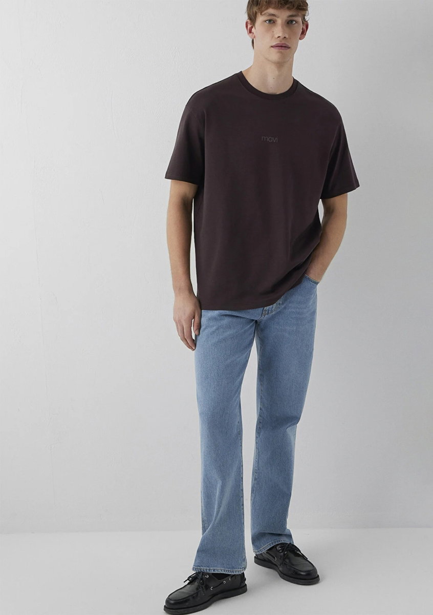 Mavi Erkek Logo Baskılı İnterlok T-Shirt M0613102 Kahverengi - 2