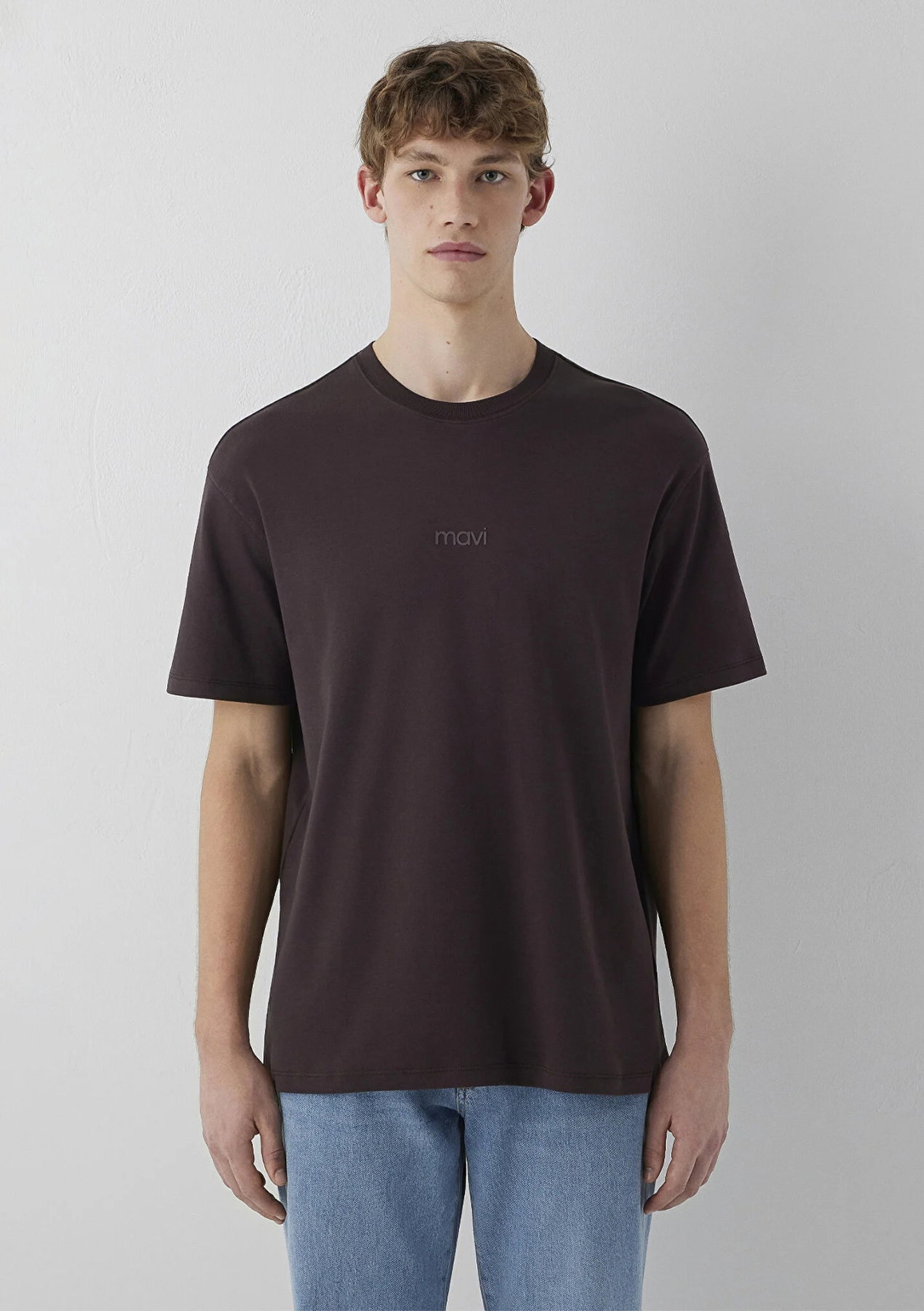 Mavi Erkek Logo Baskılı İnterlok T-Shirt M0613102 Kahverengi - 4