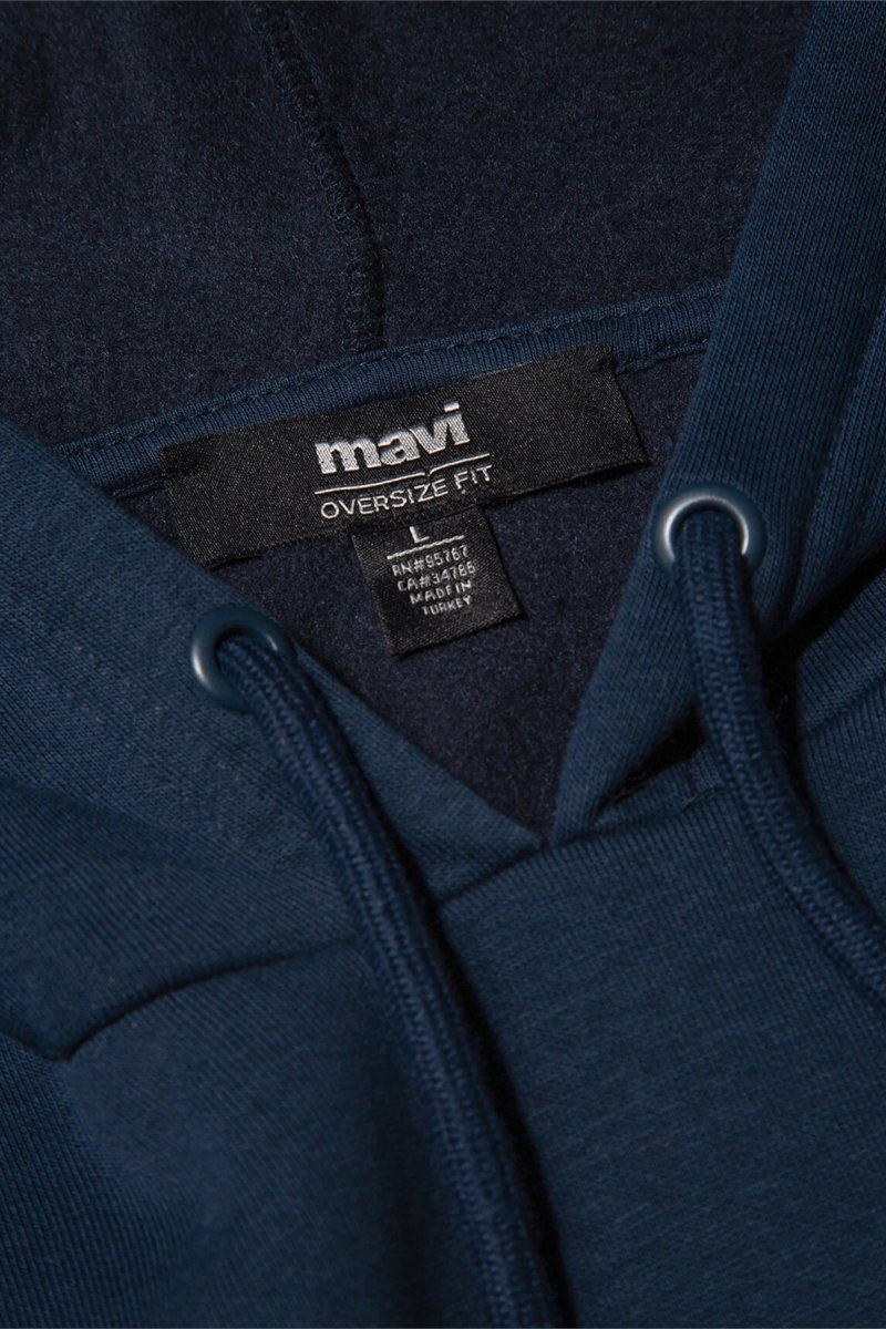 Mavi Erkek Logo Baskılı Kapüşonlu Sweatshirt Gece Lacivert - 4