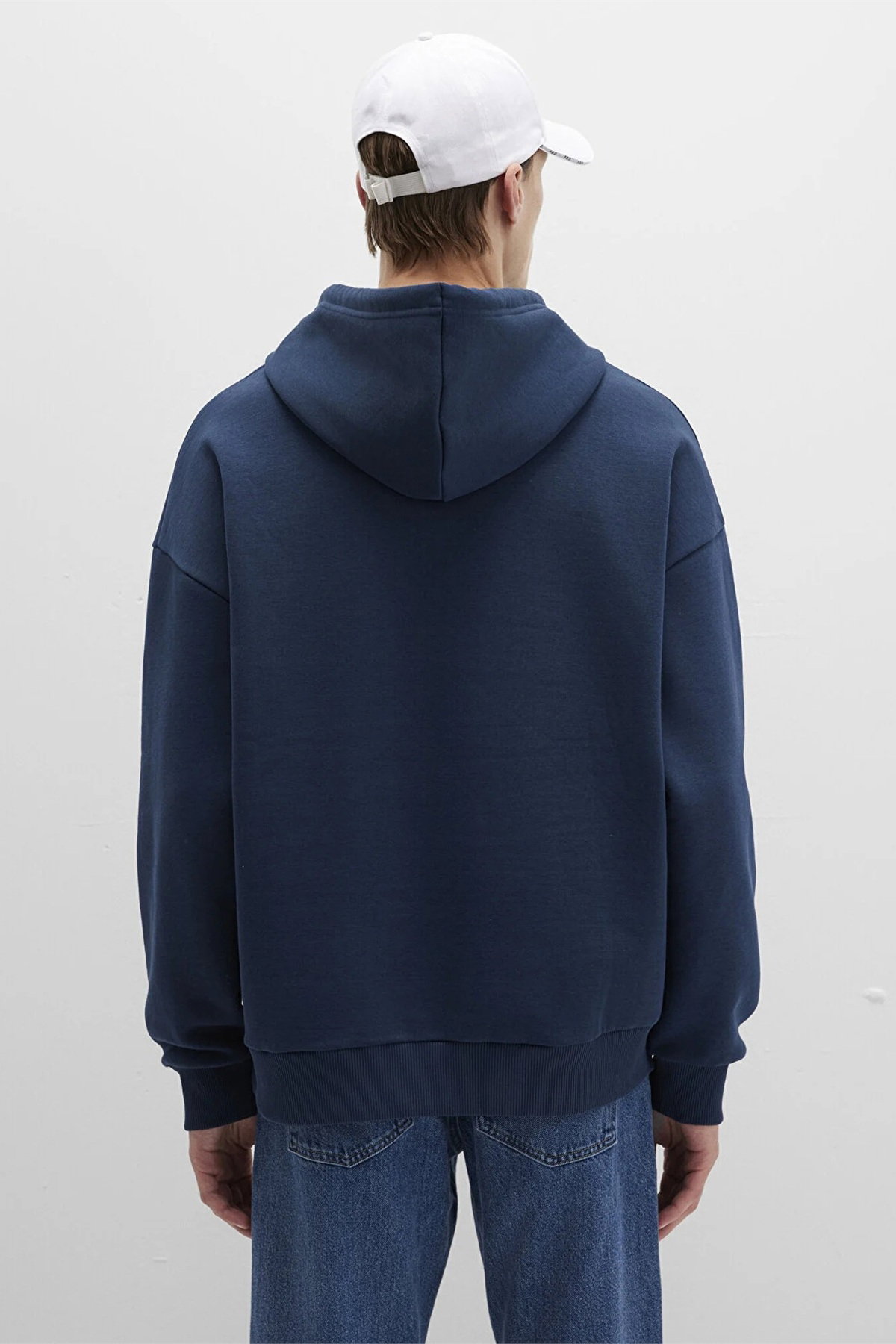 Mavi Erkek Logo Baskılı Kapüşonlu Sweatshirt Gece Lacivert - 5