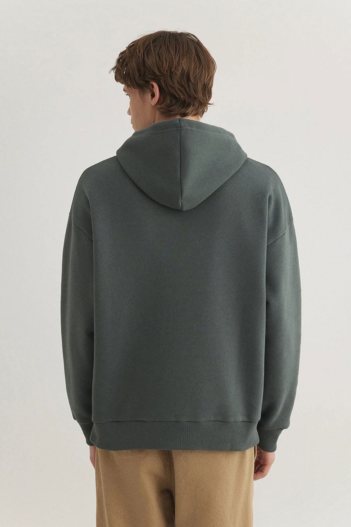 Mavi Erkek Logo Baskılı Kapüşonlu Sweatshirt M067149 Koyu Yeşil - 4