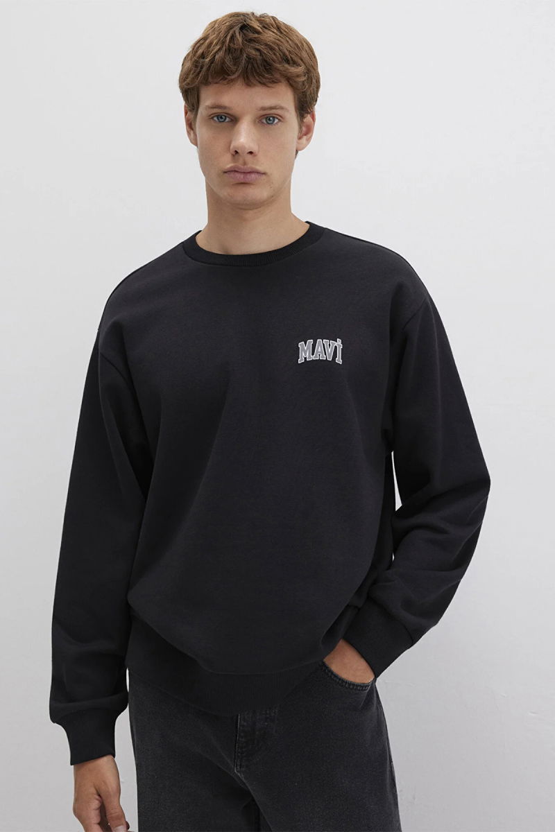 Mavi Erkek Logo Baskılı Sweatshirt M0611716 Siyah - 1