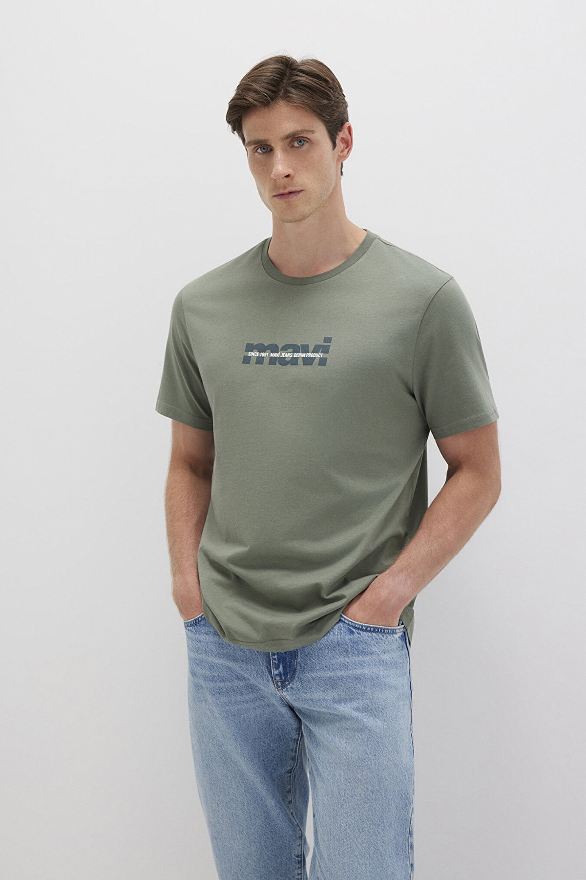 Mavi Erkek Logo Baskılı T-Shirt M0610943 A.Haki - 1