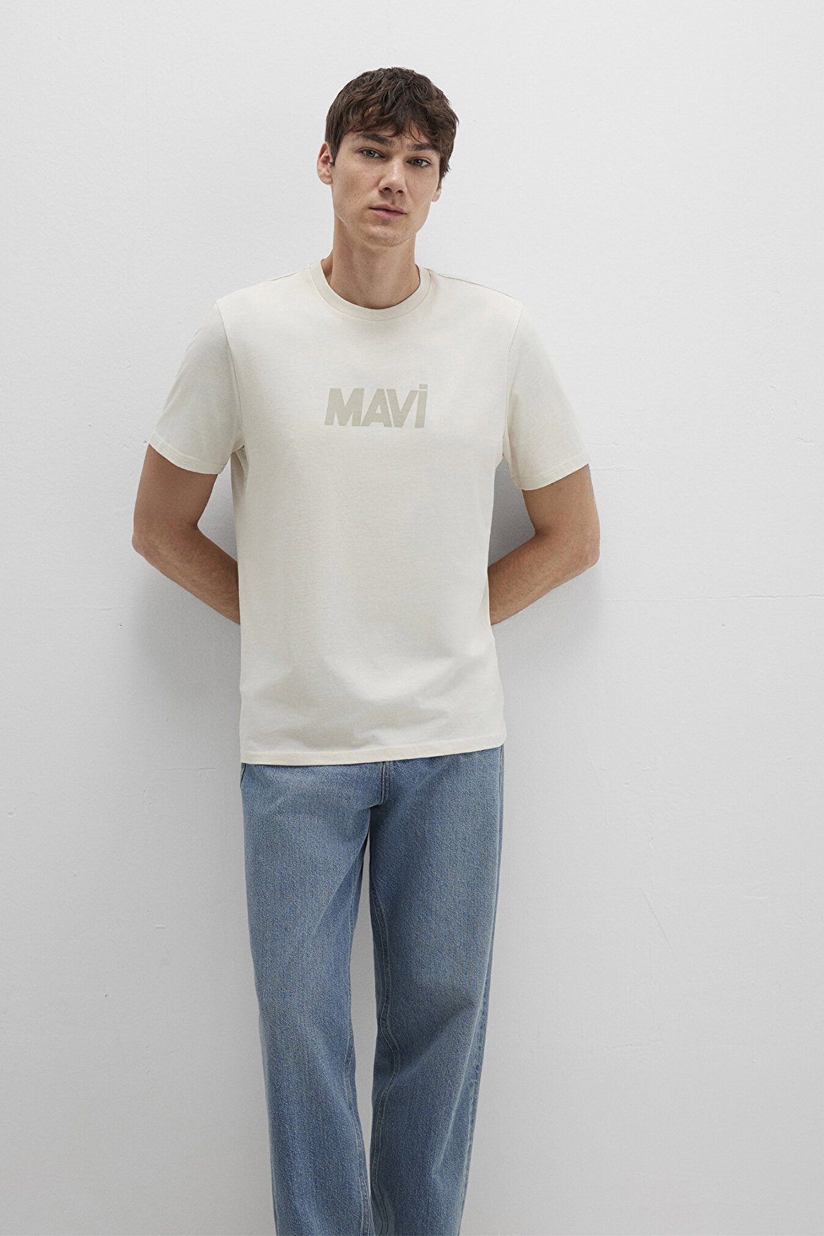 Mavi Erkek Logo Baskılı T-Shirt M0612896 Kum - 1