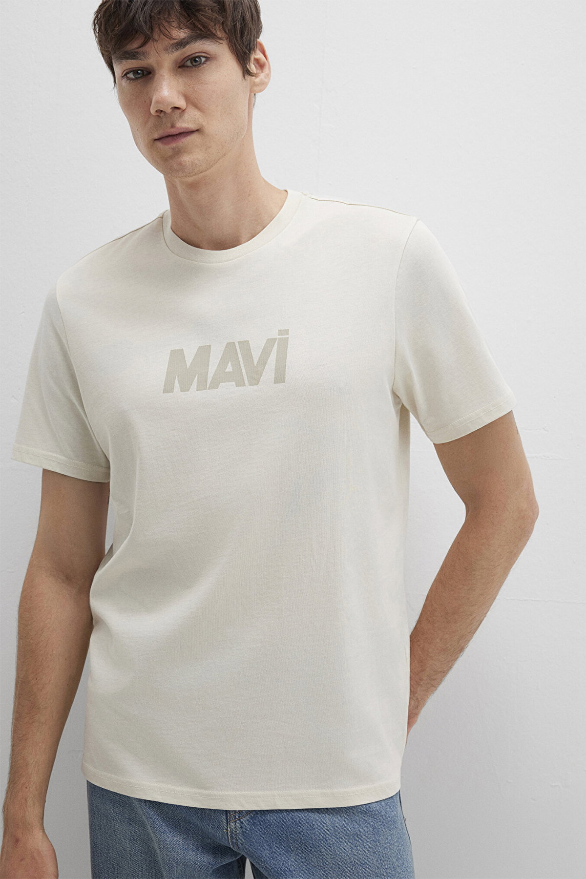 Mavi Erkek Logo Baskılı T-Shirt M0612896 Kum - 3