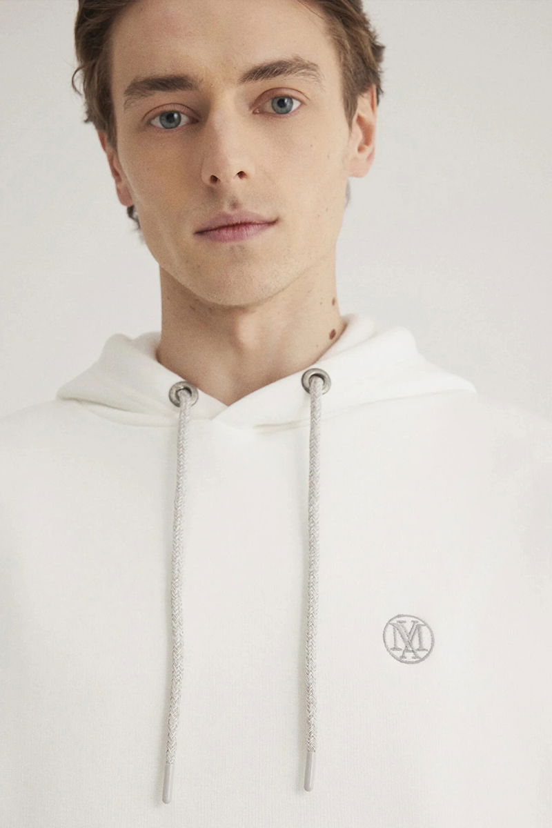 Mavi Erkek Logo Nakışlı Kapüşonlu Sweatshirt M065809 Kırık Beyaz - 3