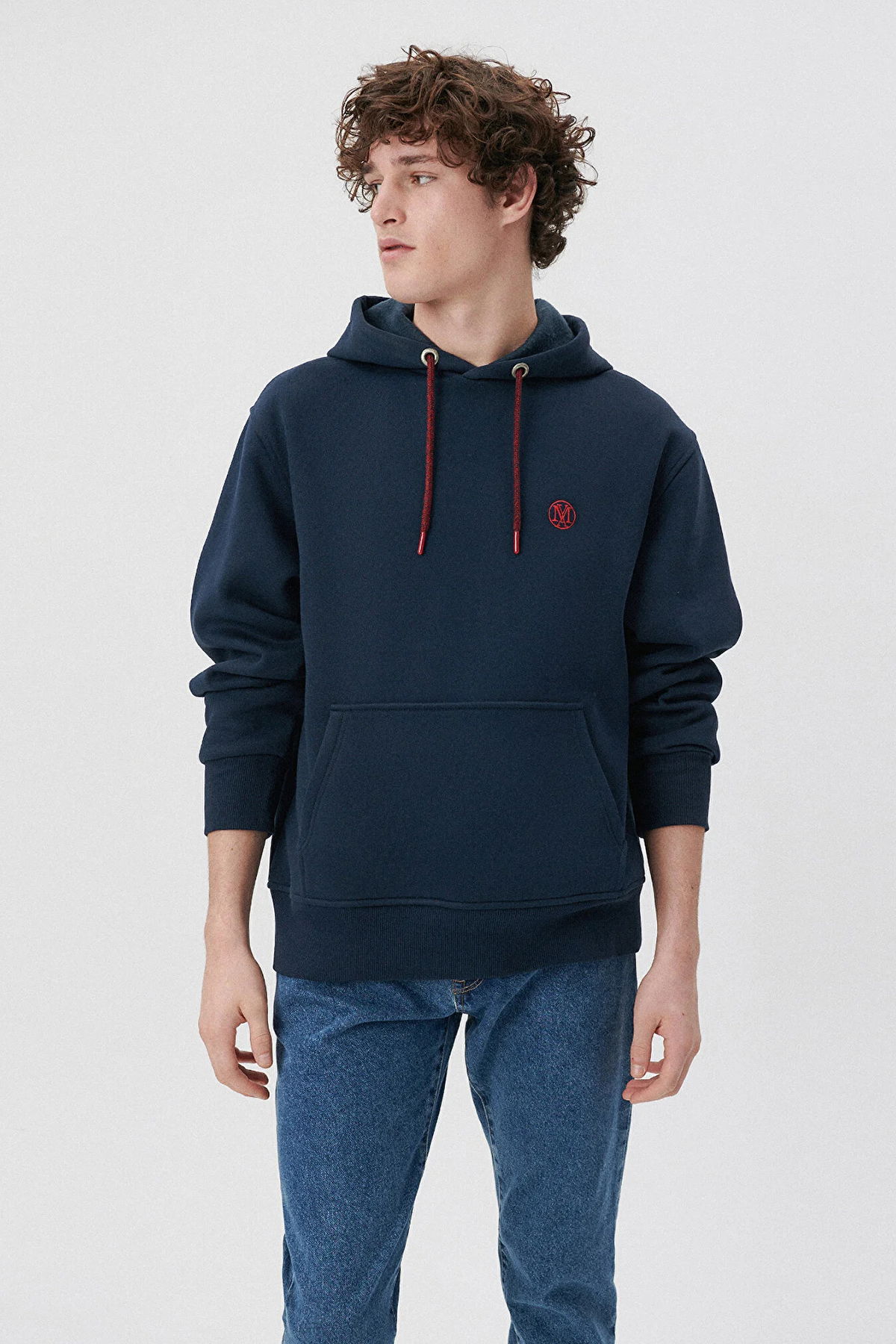 Mavi Erkek Logo Nakışlı Kapüşonlu Sweatshirt M065809 Lacivert - 2