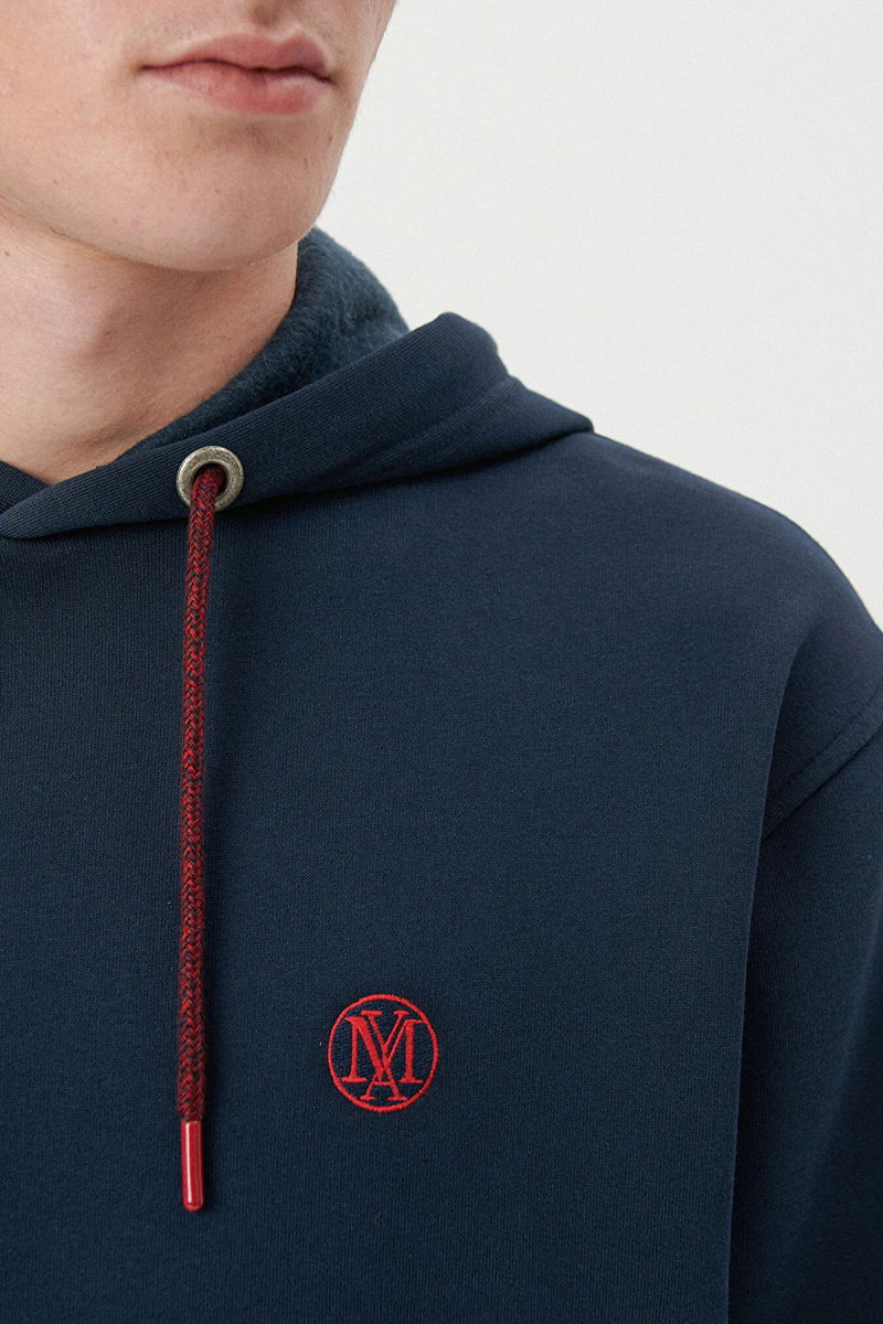 Mavi Erkek Logo Nakışlı Kapüşonlu Sweatshirt M065809 Lacivert - 3
