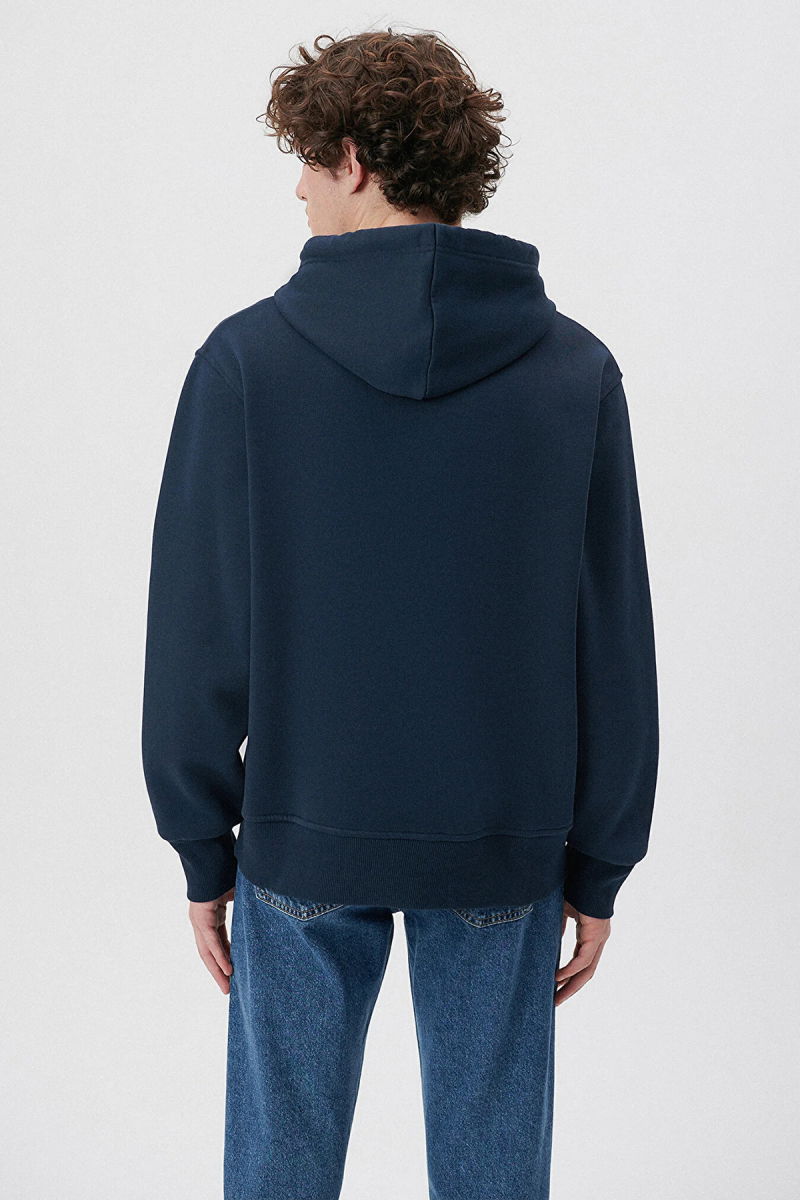 Mavi Erkek Logo Nakışlı Kapüşonlu Sweatshirt M065809 Lacivert - 4