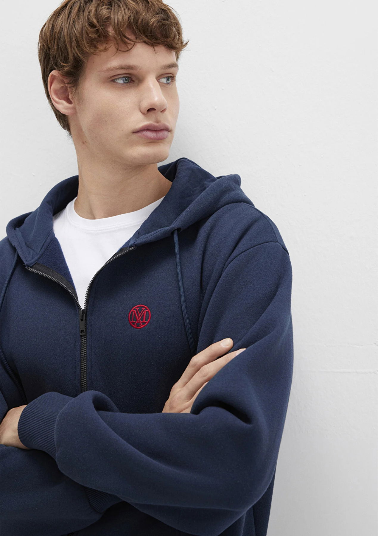 Mavi Erkek Logolu Kapüşonlu Fermuarlı Sweatshirt M066979 Lacivert - 2