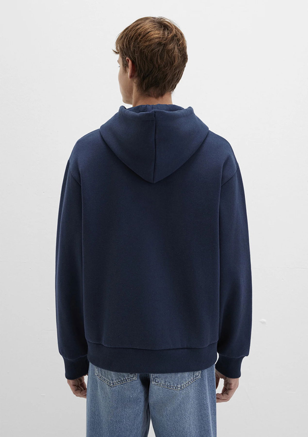 Mavi Erkek Logolu Kapüşonlu Fermuarlı Sweatshirt M066979 Lacivert - 4