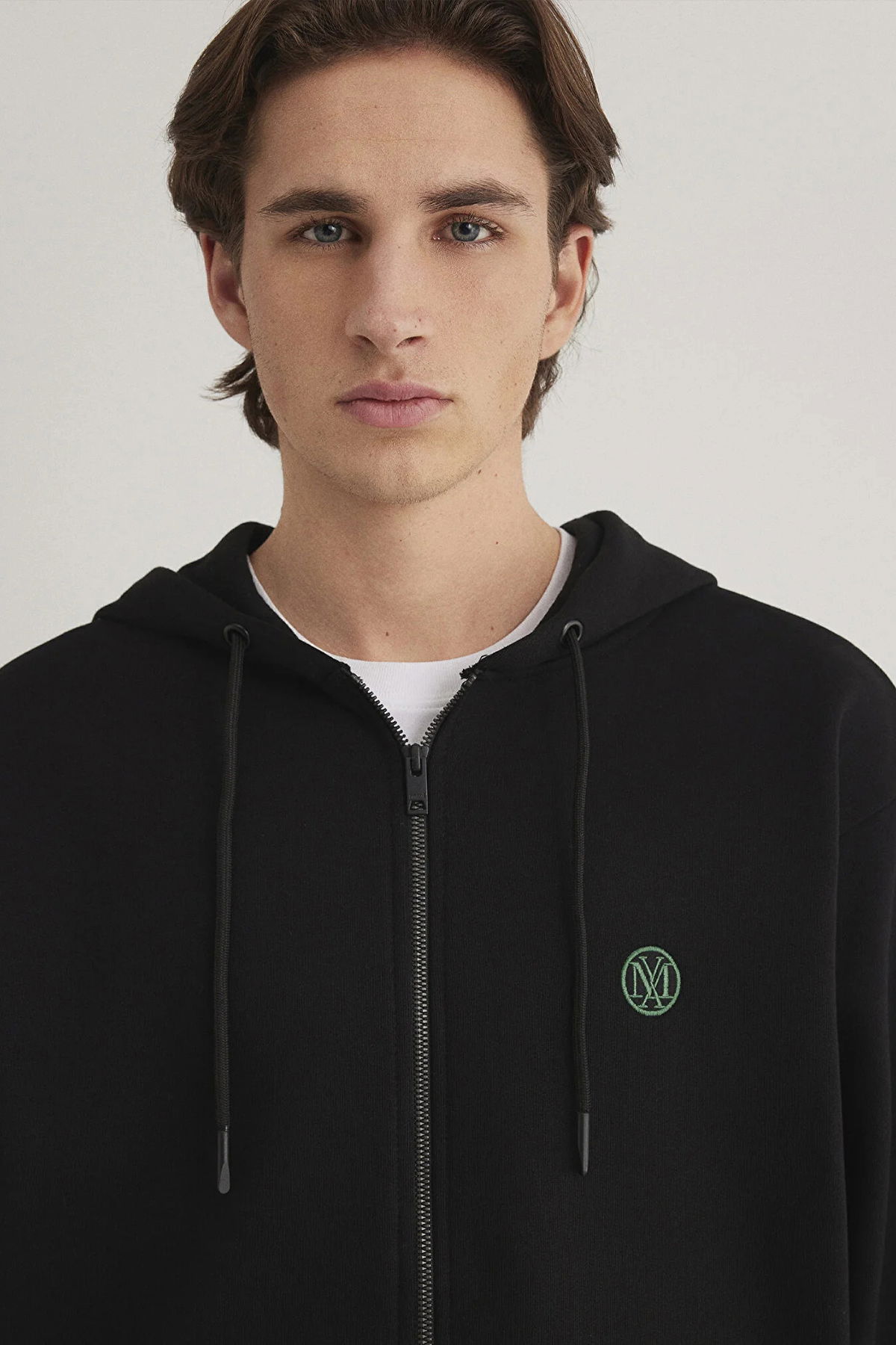 Mavi Erkek Logolu Kapüşonlu Fermuarlı Sweatshirt M066979 Siyah - 3