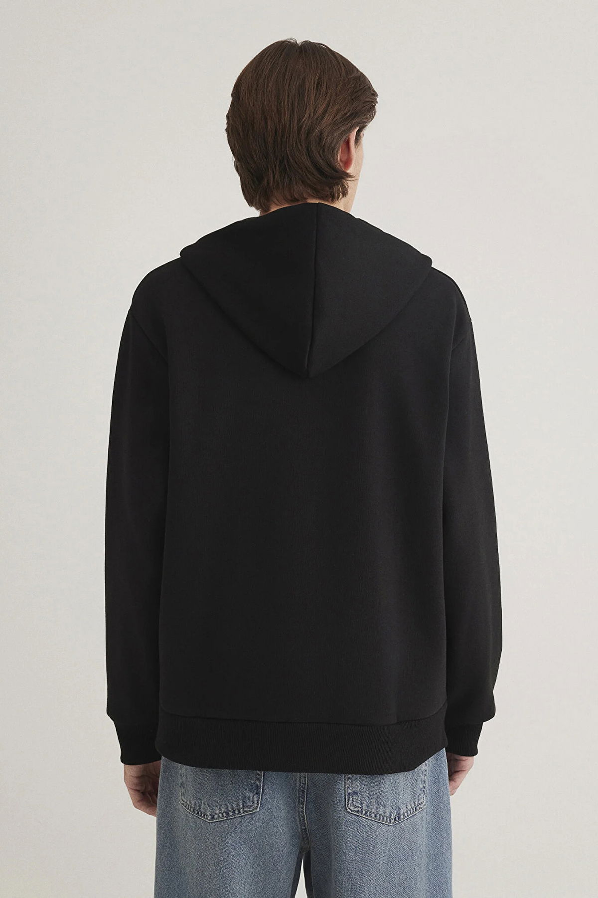 Mavi Erkek Logolu Kapüşonlu Fermuarlı Sweatshirt M066979 Siyah - 4