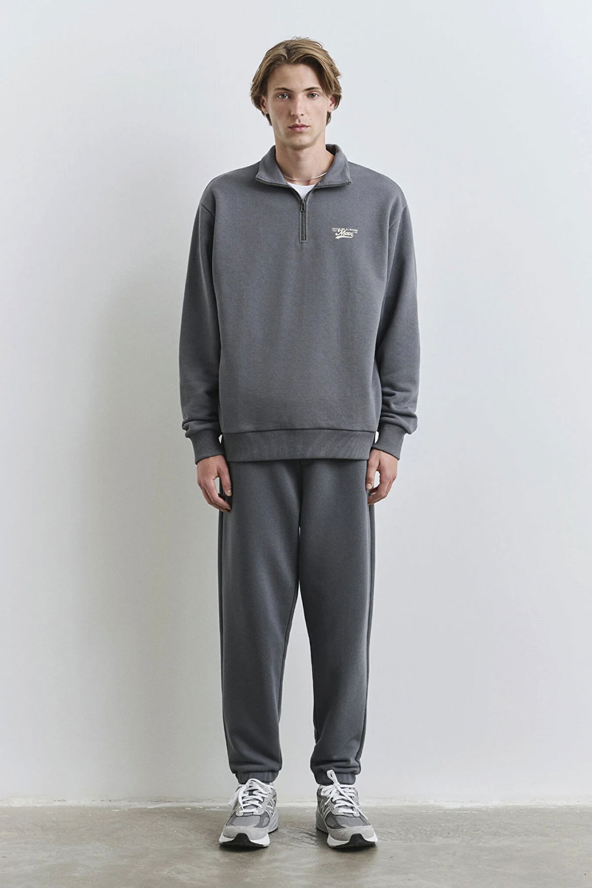Mavi Erkek Logolu Yarı Fermuarlı Sweatshirt M0S10465-80776 Gri - 2