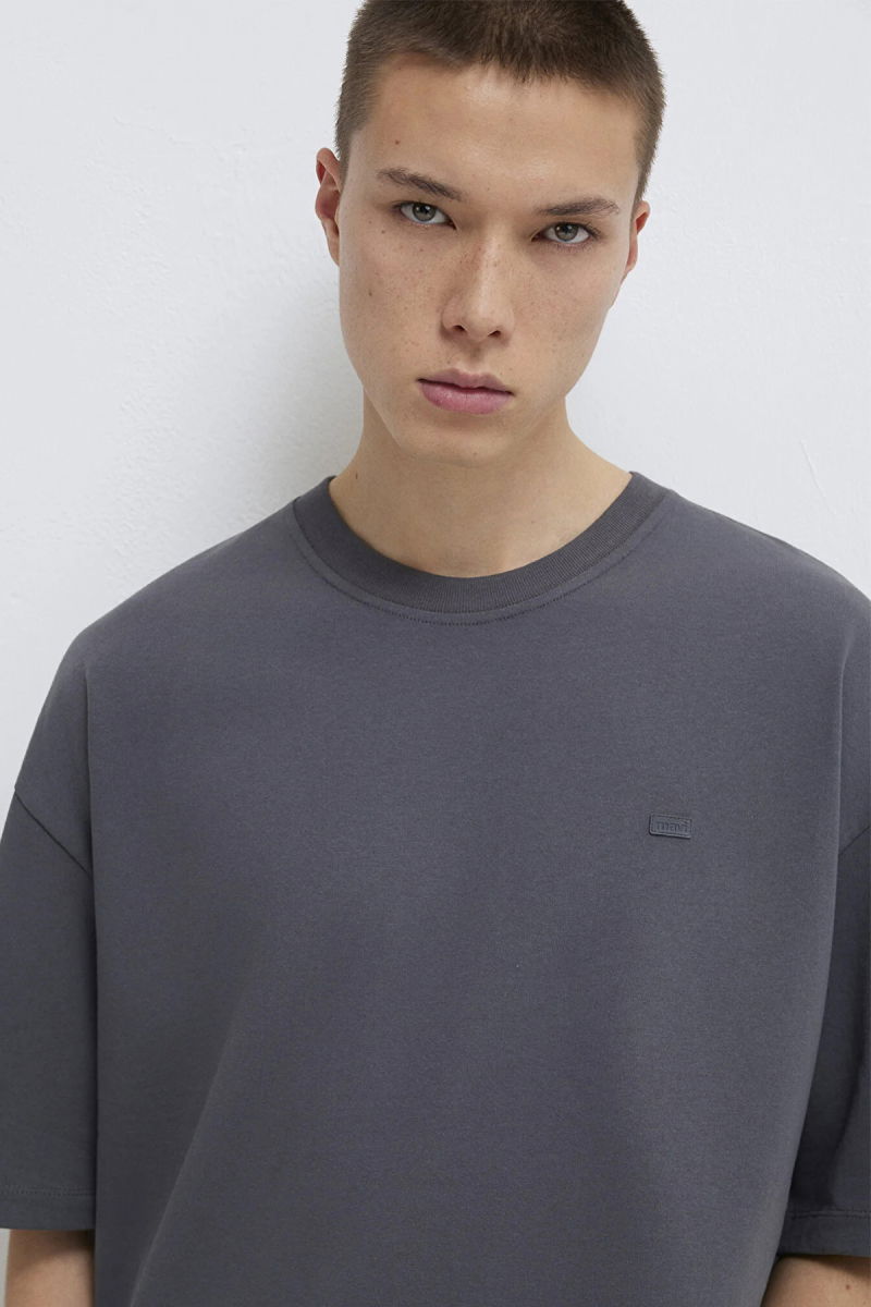 Mavi Erkek Oversize Bisiklet Yaka Basic T-Shirt M0613188 Gri - Mavi
