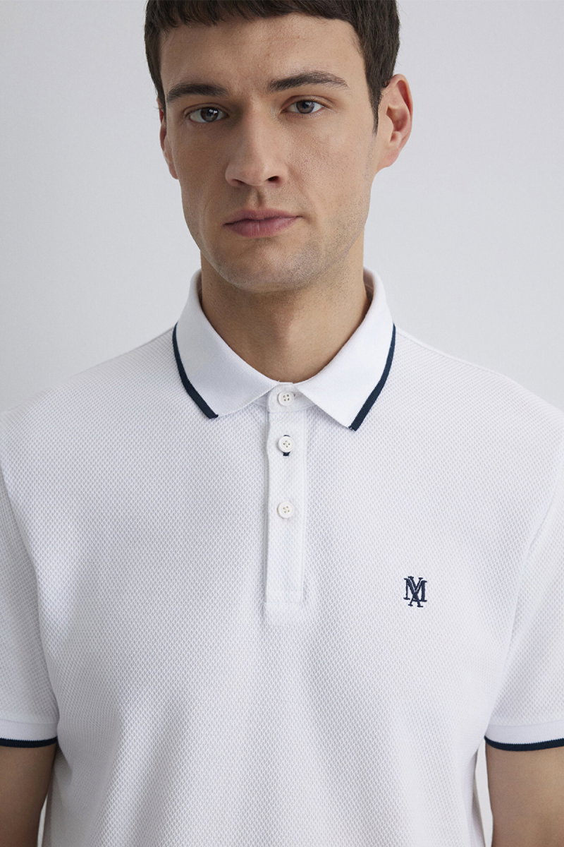 Mavi Erkek Şerit Detaylı Polo T-Shirt M066039 Beyaz - 3