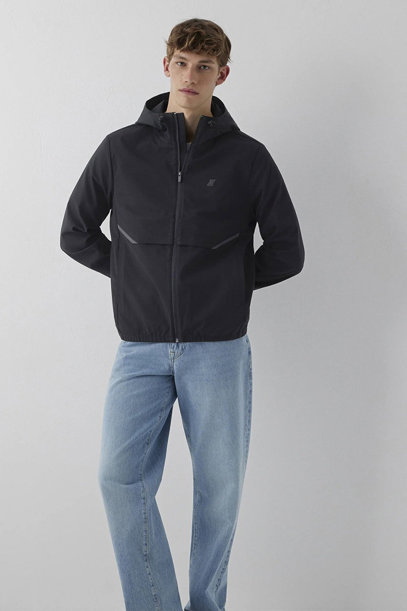 Mavi Erkek Su İtici Kapüşonlu Spandex Ceket M0110894 Siyah - 2