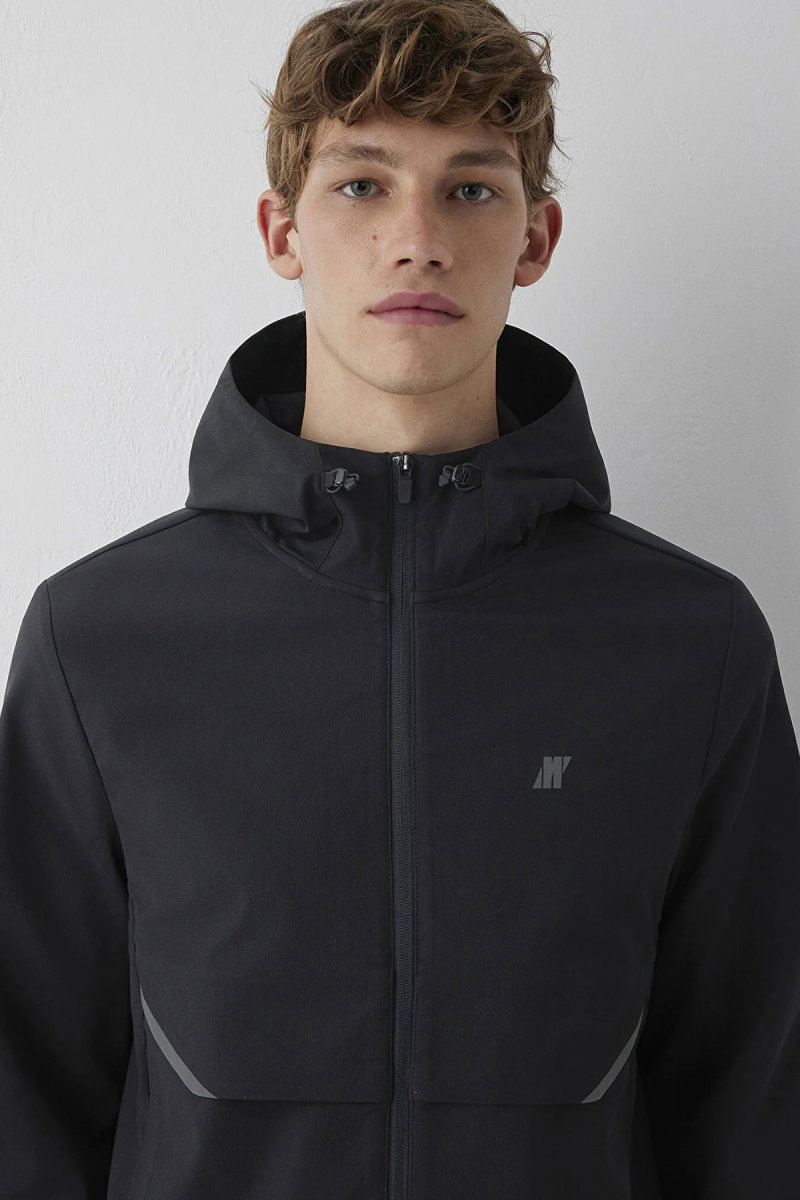 Mavi Erkek Su İtici Kapüşonlu Spandex Ceket M0110894 Siyah - 3