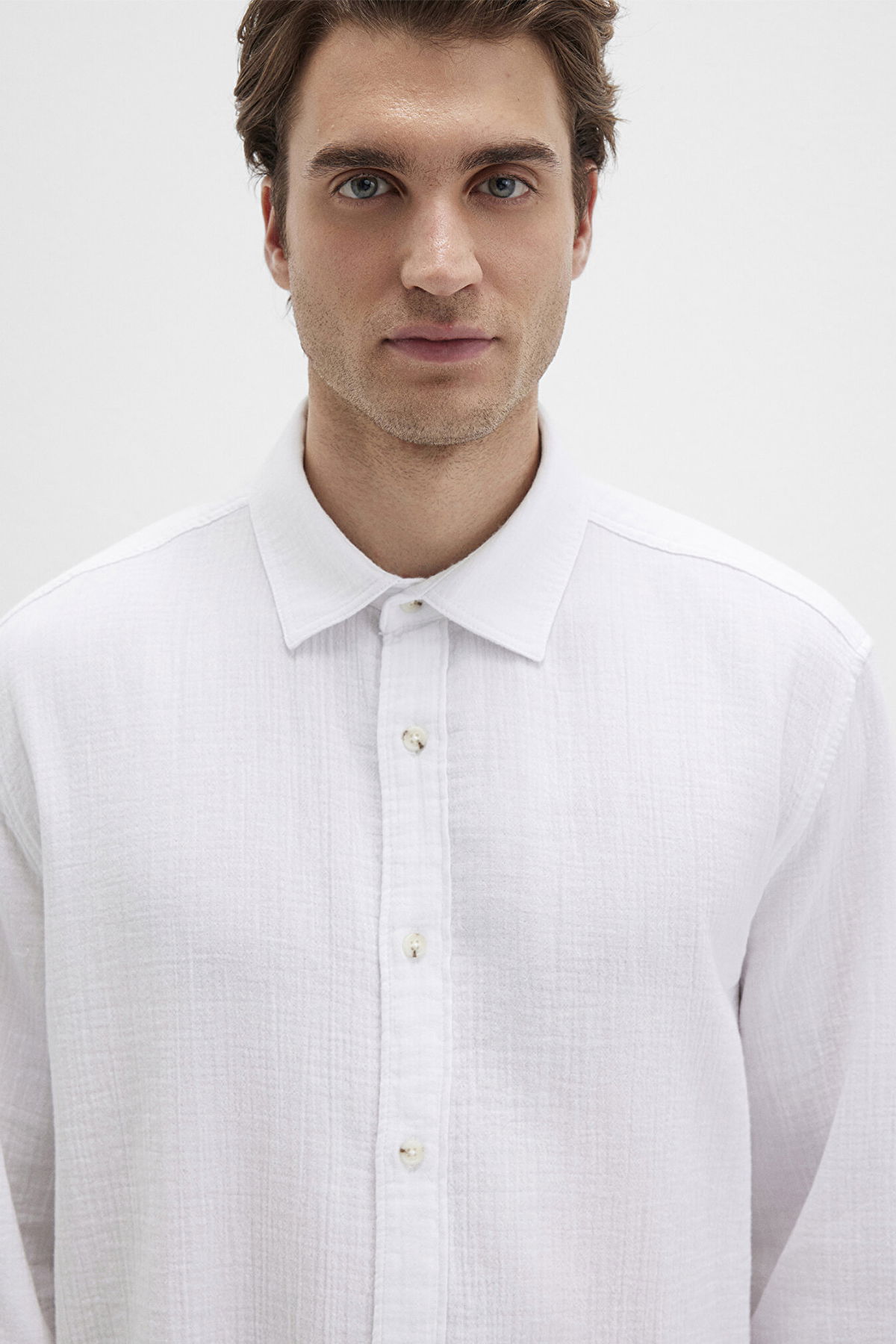 Mavi Erkek Uzun Kollu %100 Pamuk Gömlek M0211518 Beyaz - 3