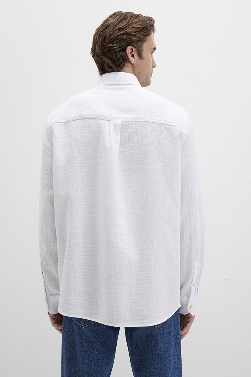 Mavi Erkek Uzun Kollu %100 Pamuk Gömlek M0211518 Beyaz - 5