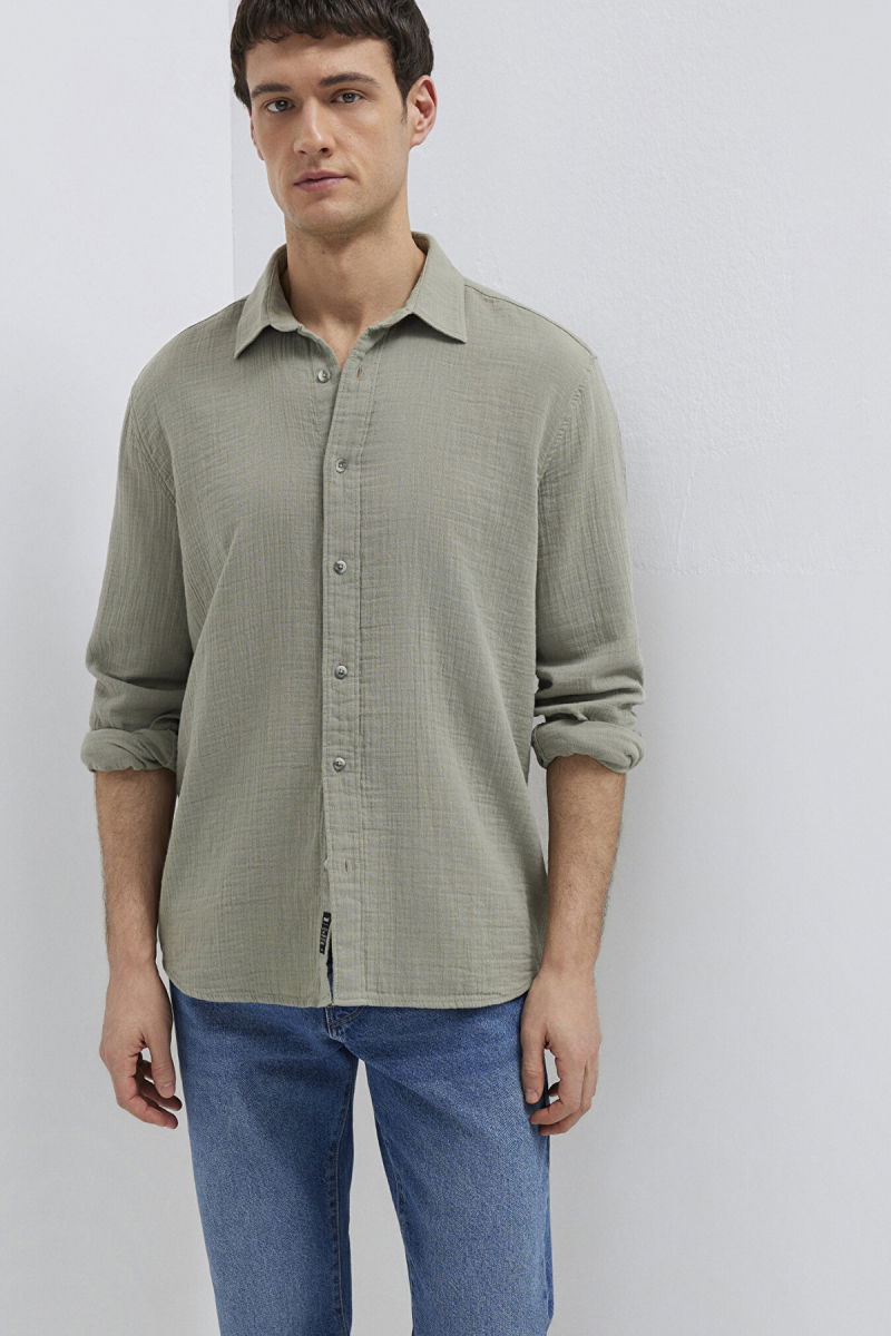 Mavi Erkek Uzun Kollu %100 Pamuk Gömlek M0211518 Gölge Gri - 2