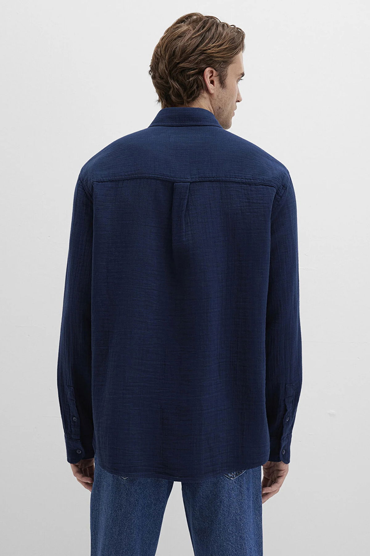 Mavi Erkek Uzun Kollu %100 Pamuk Gömlek M0211518 Lacivert - 5