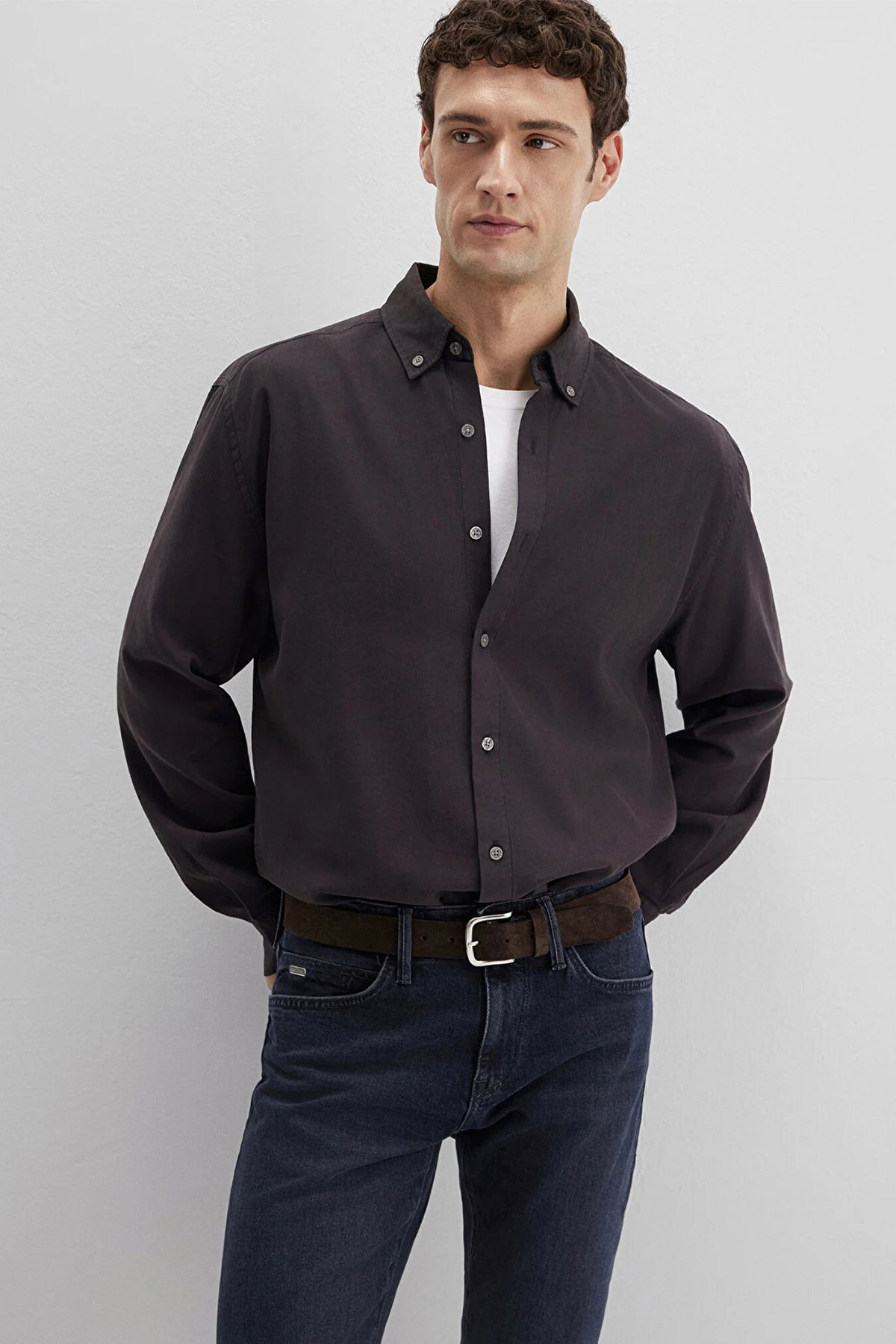 Mavi Erkek Uzun Kollu Pamuklu Gömlek M0211751 Siyah - 1