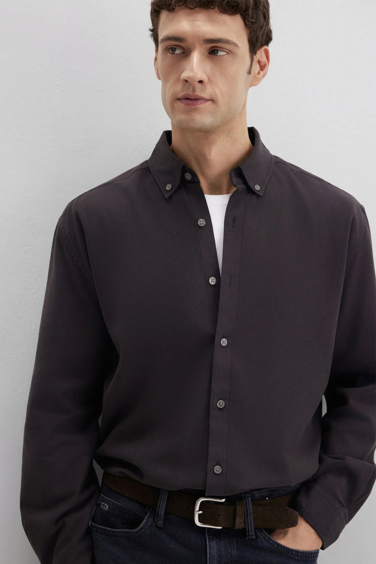 Mavi Erkek Uzun Kollu Pamuklu Gömlek M0211751 Siyah - 3
