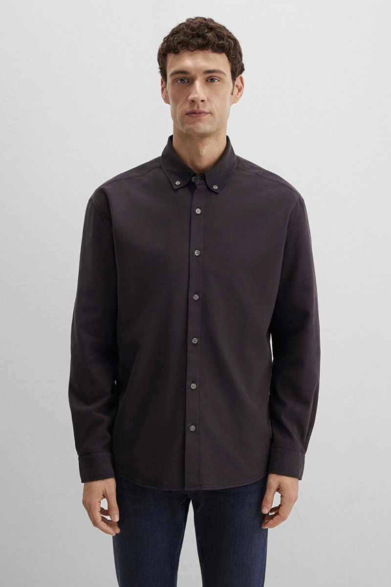 Mavi Erkek Uzun Kollu Pamuklu Gömlek M0211751 Siyah - 4