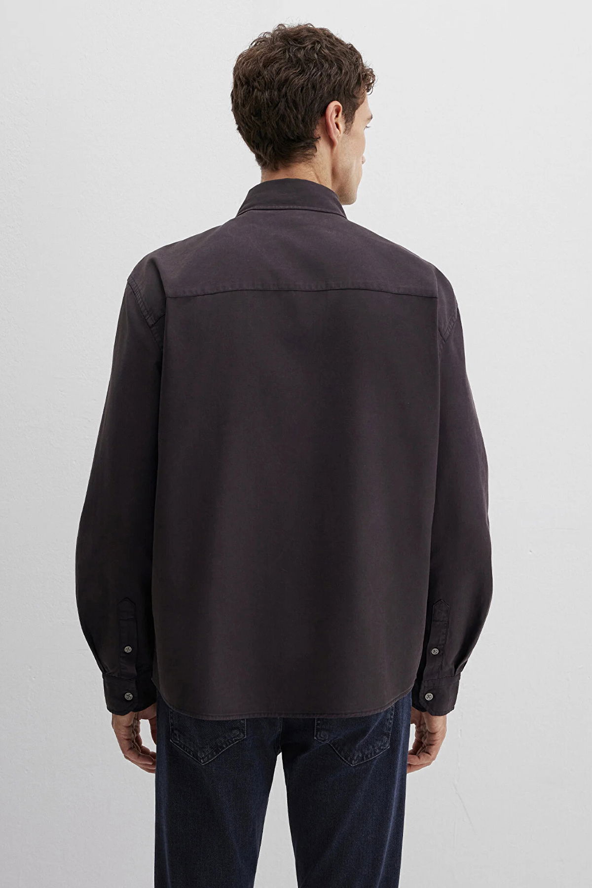 Mavi Erkek Uzun Kollu Pamuklu Gömlek M0211751 Siyah - 5