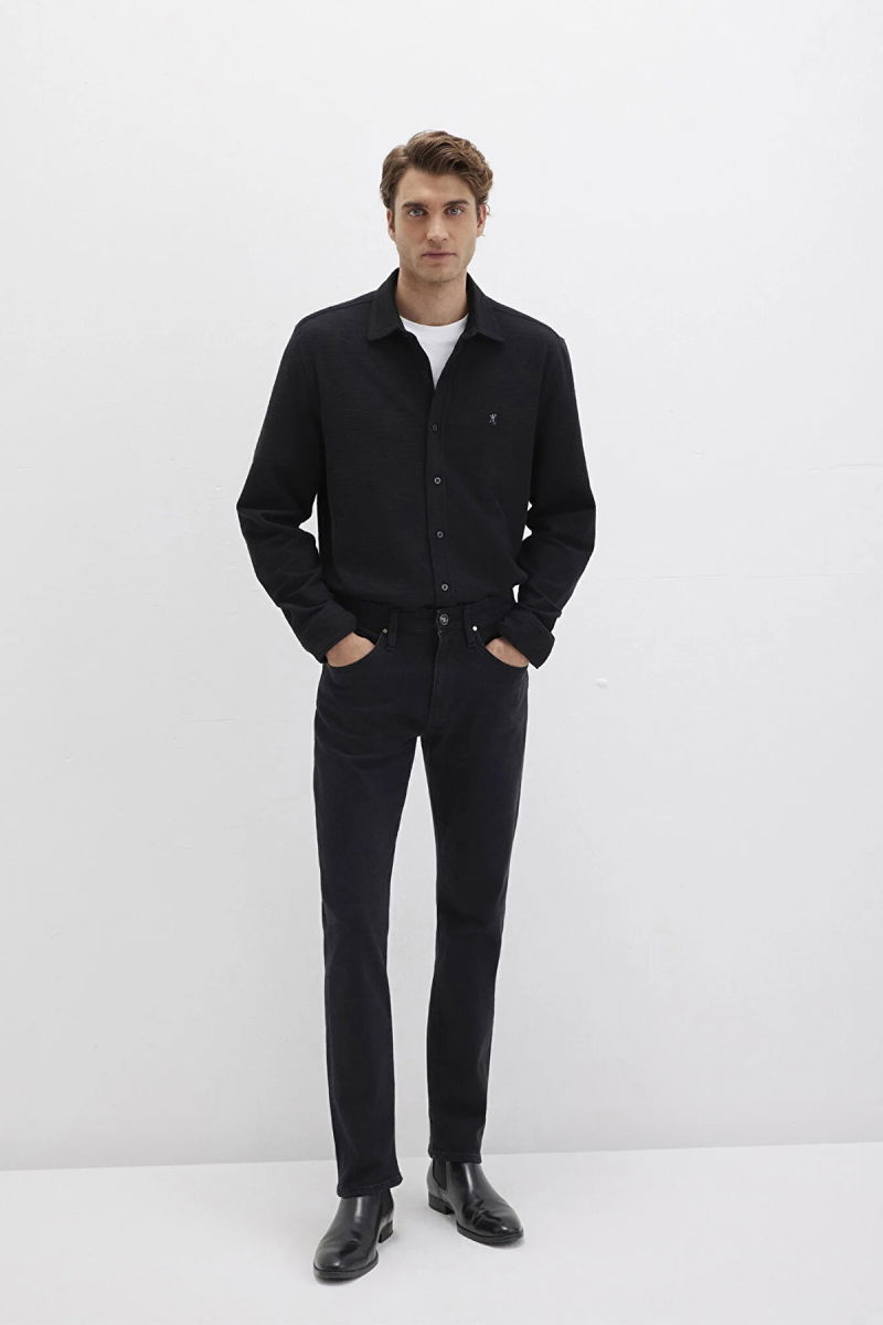 Mavi Erkek Uzun Kollu Pamuklu Gömlek M0211789 Siyah - 2