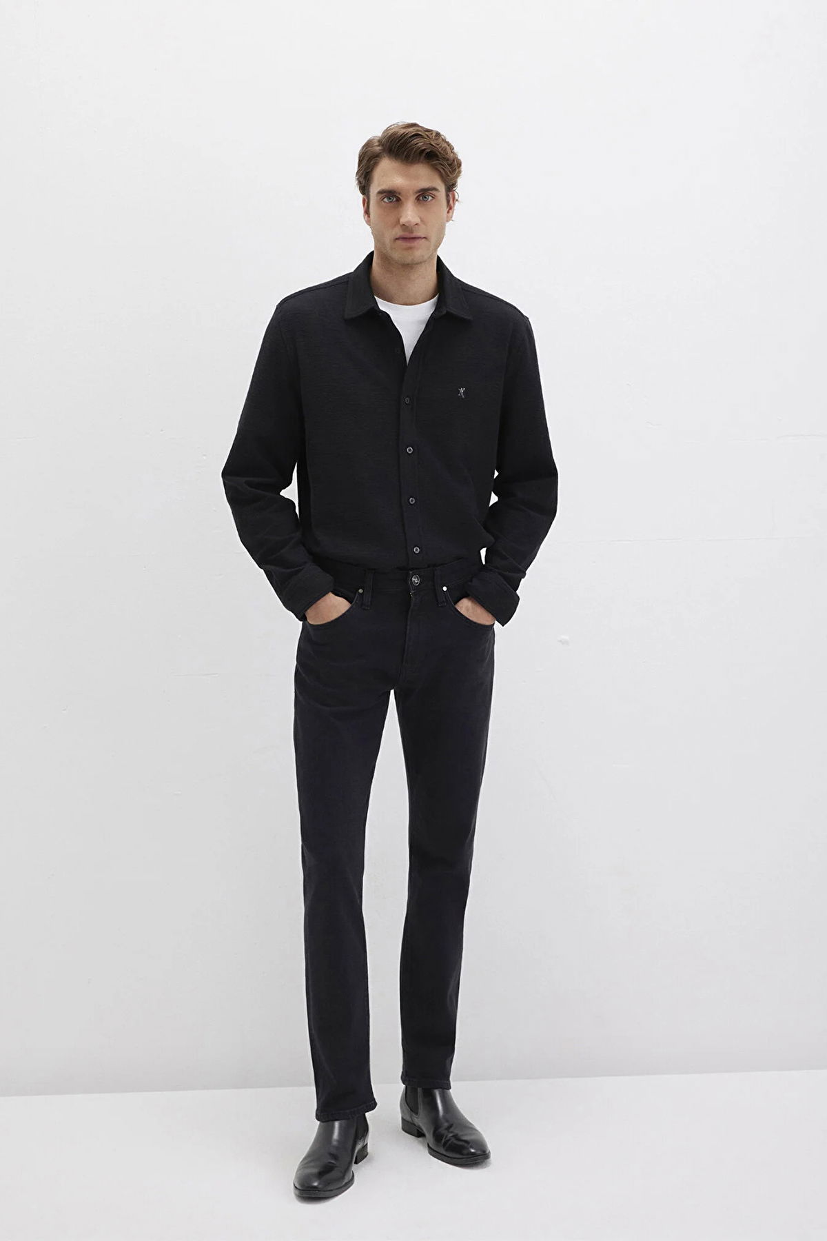 Mavi Erkek Uzun Kollu Pamuklu Gömlek M0211789 Siyah - 2