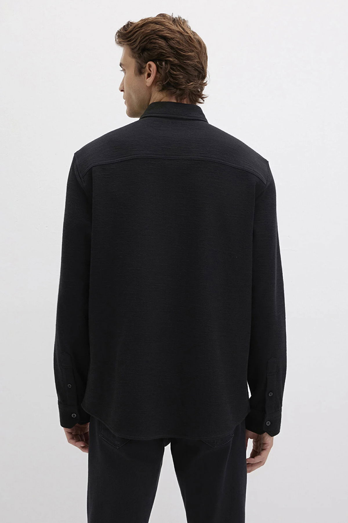 Mavi Erkek Uzun Kollu Pamuklu Gömlek M0211789 Siyah - 5
