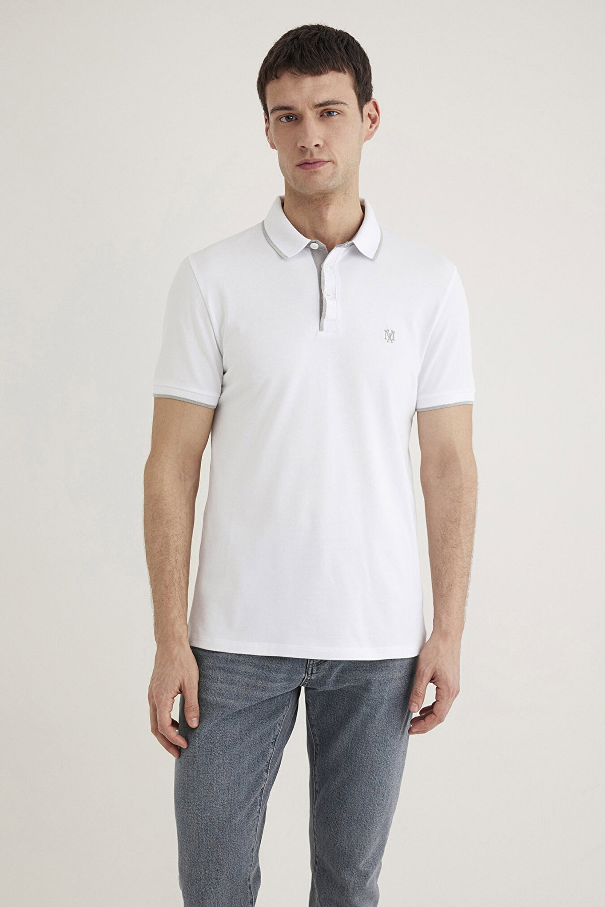 Mavi Erkek Yaka Detaylı Polo T-Shirt M062373 Beyaz - 2