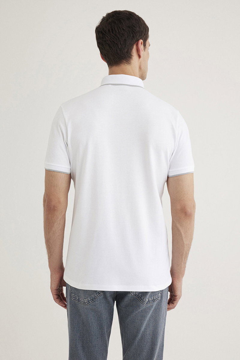 Mavi Erkek Yaka Detaylı Polo T-Shirt M062373 Beyaz - 4