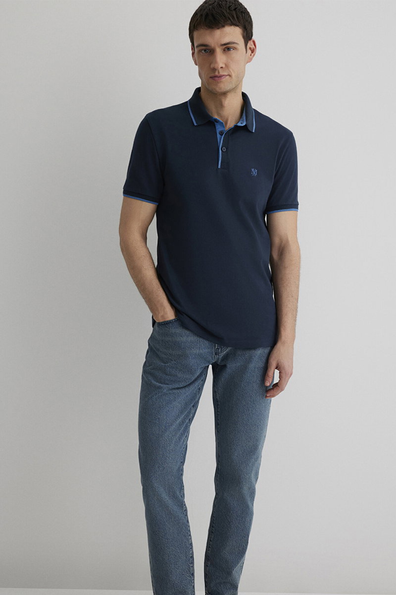 Mavi Erkek Yaka Detaylı Polo T-Shirt M062373 Gece Lacivert - Mavi