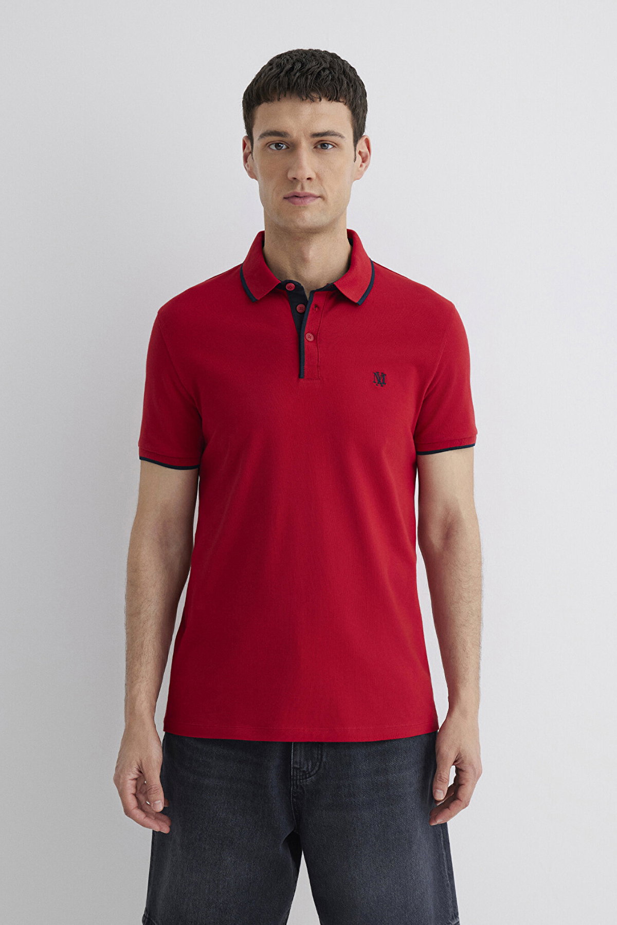 Mavi Erkek Yaka Detaylı Polo T-Shirt M062373 Kırmızı - 3