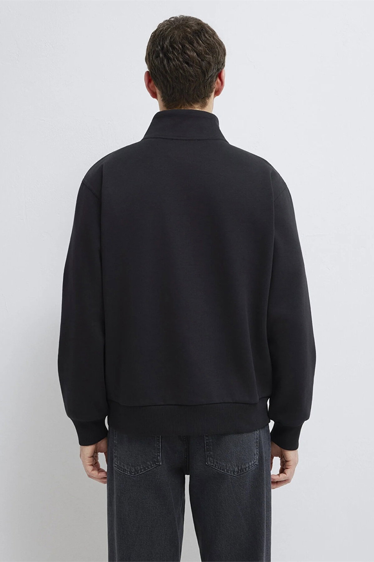 Mavi Erkek Yarı Fermuarlı Basic Sweatshirt Siyah - 5