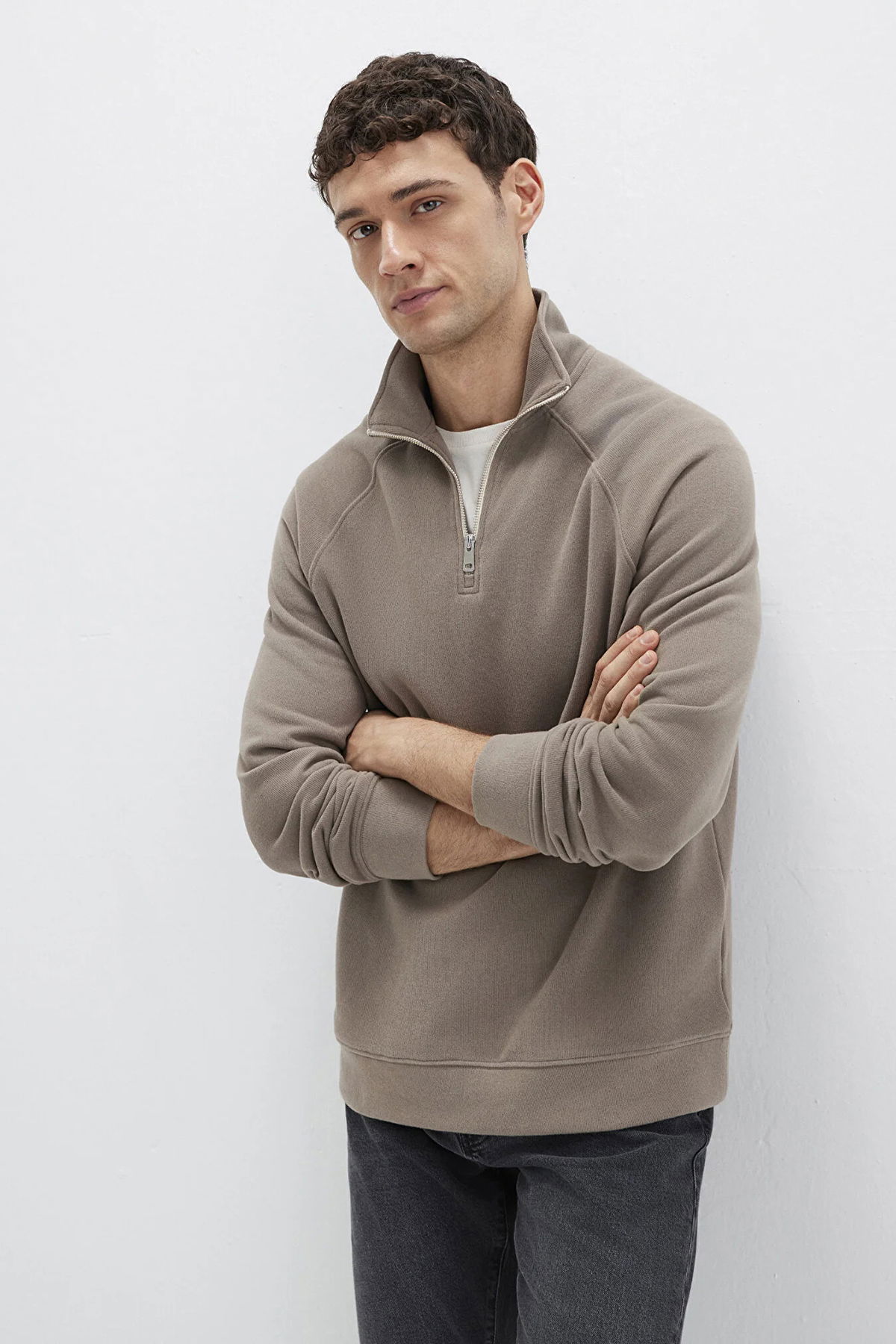 Mavi Erkek Yarı Fermuarlı Pamuklu Sweatshirt M0S10483 Fındık - 1