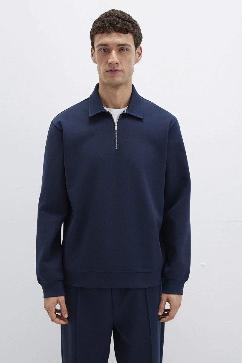 Mavi Erkek Yarı Fermuarlı Sweatshirt M0S10382 Lacivert - 4