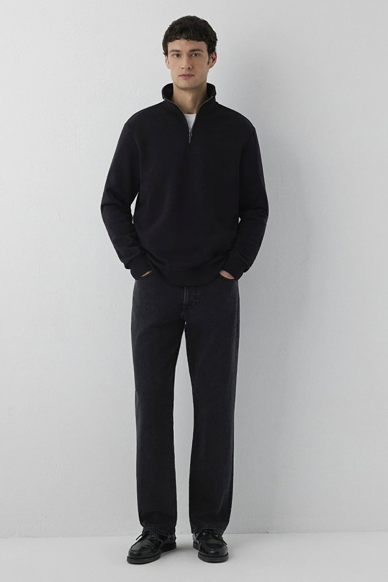 Mavi Erkek Yarı Fermuarlı Sweatshirt M0S20027 Siyah - 2