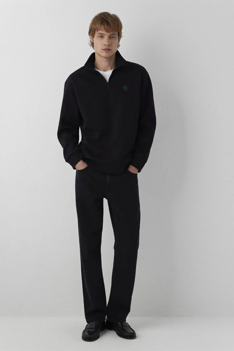 Mavi Erkek Yarı Fermuarlı Sweatshirt Siyah - 2