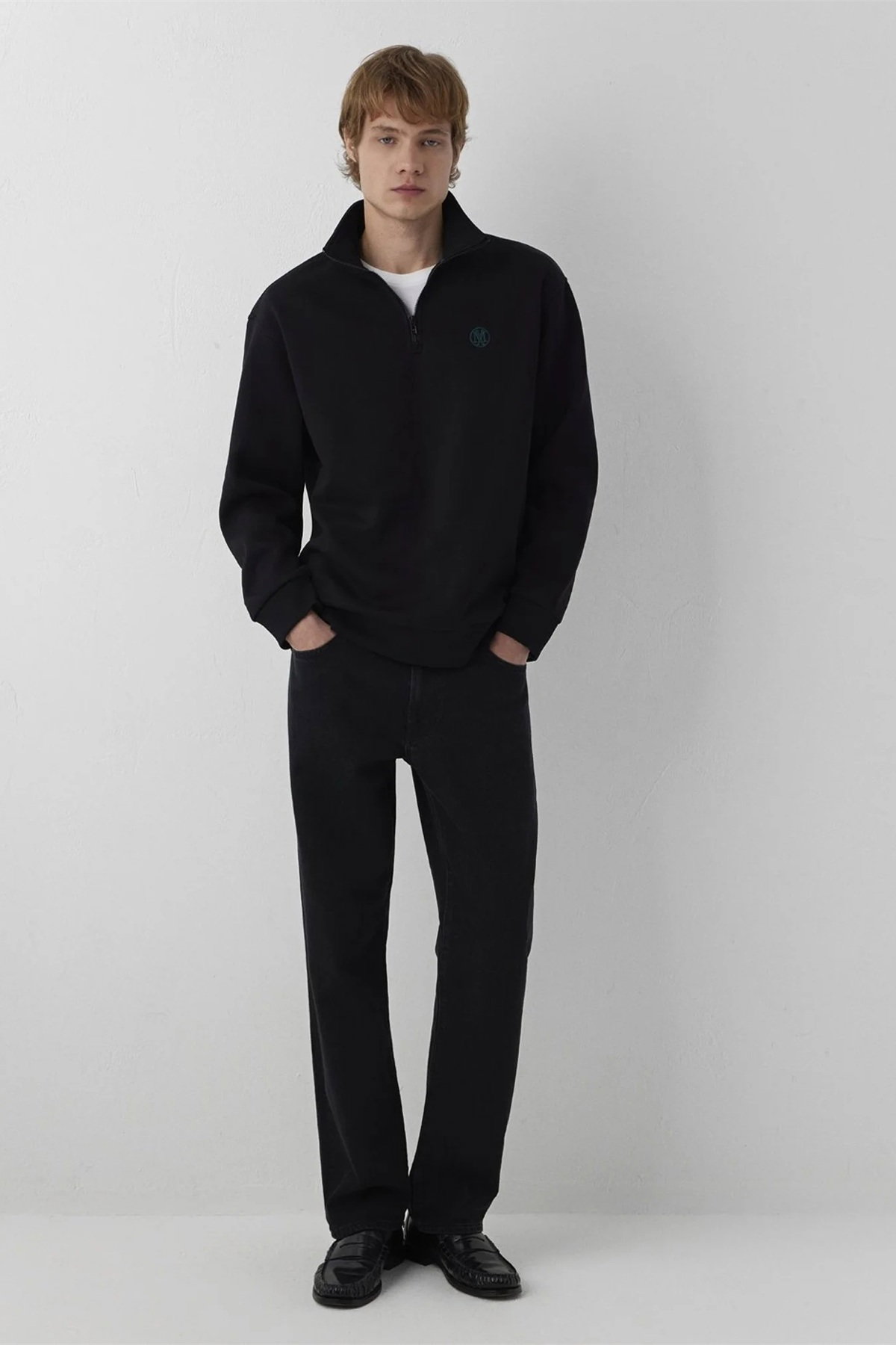 Mavi Erkek Yarı Fermuarlı Sweatshirt Siyah - 2