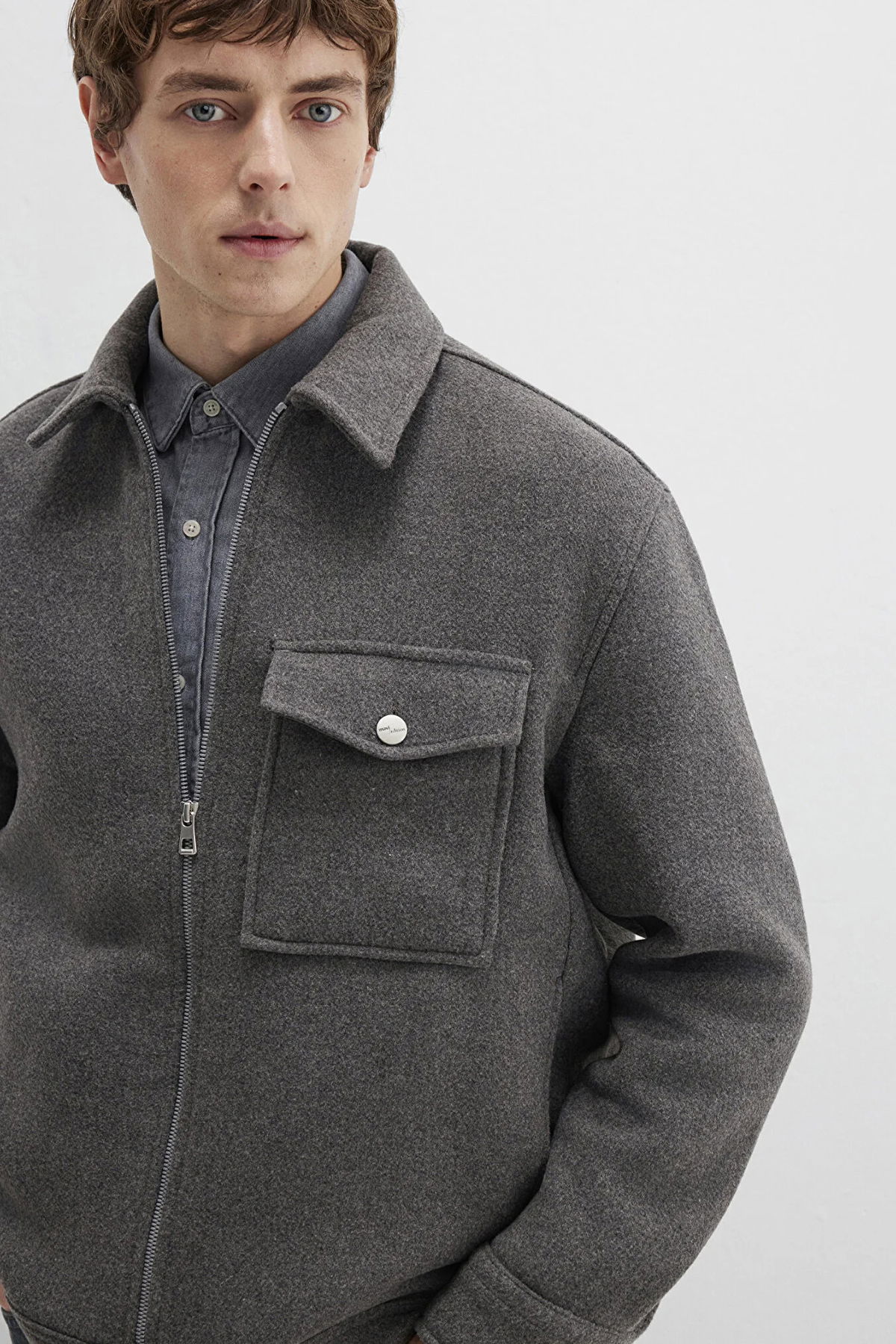 Mavi Erkek Yün Karışımlı Gömlek M0211804 Koyu Gri - 1