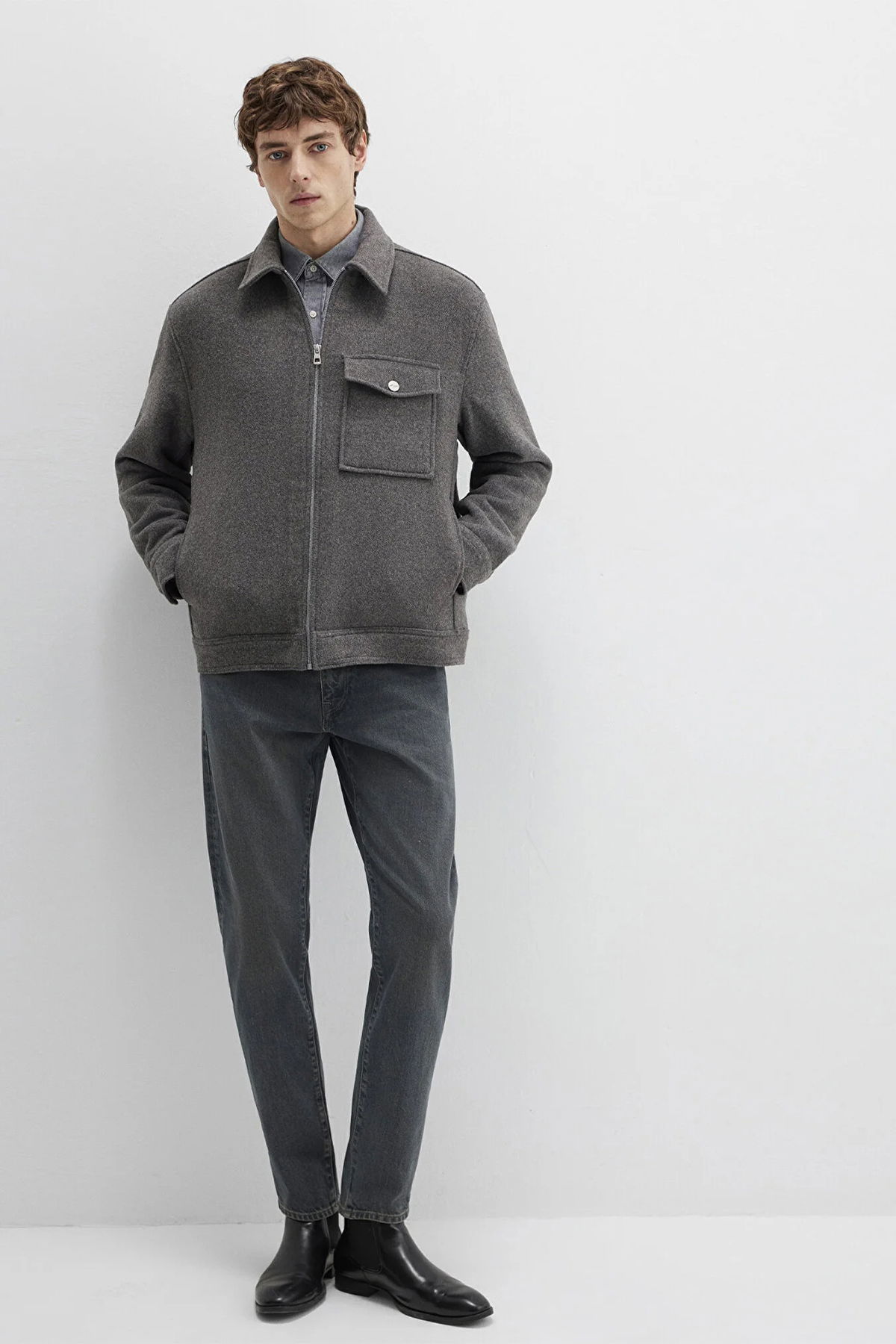 Mavi Erkek Yün Karışımlı Gömlek M0211804 Koyu Gri - 2