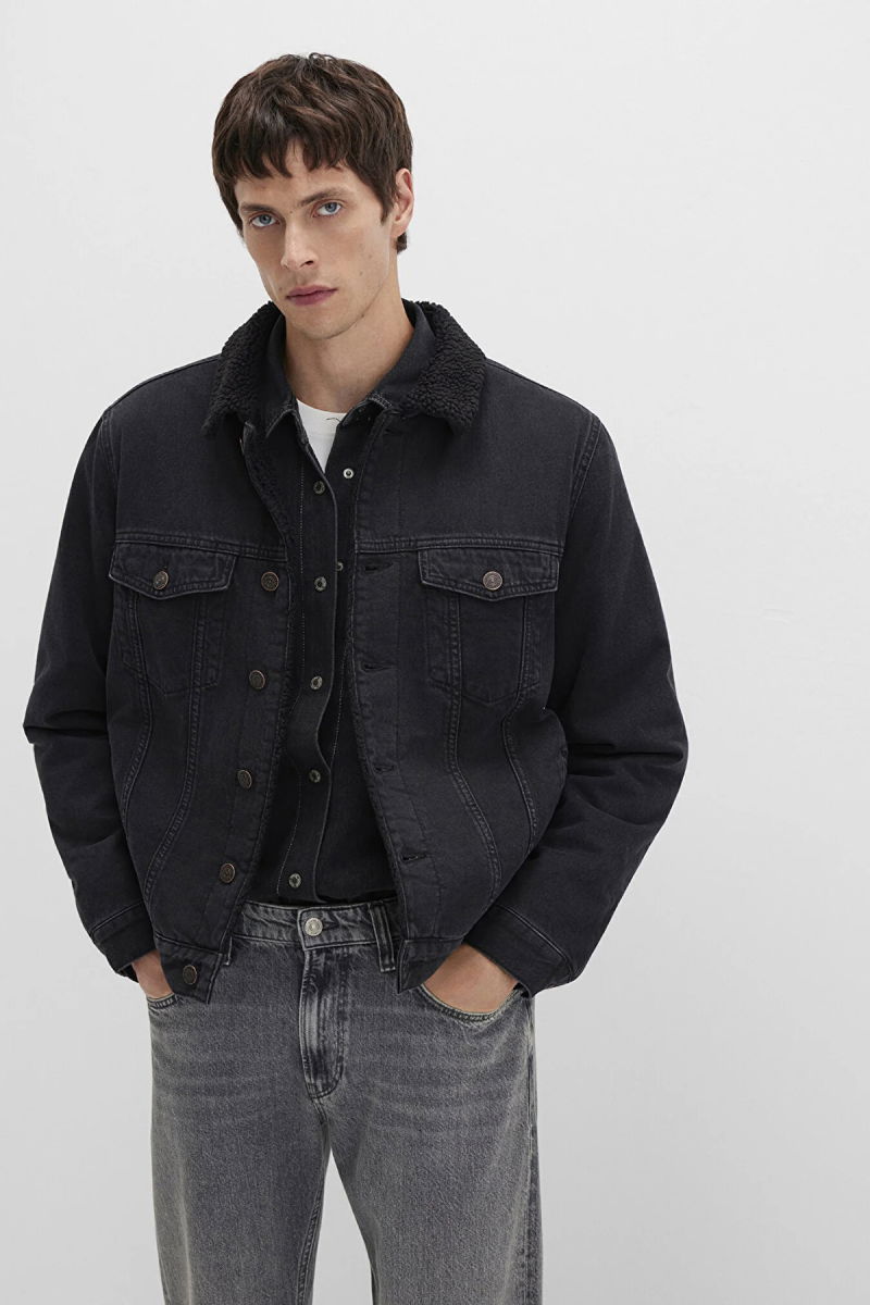 Mavi Erkek Zander Classic Denim Suni Kürklü Jean Ceket M0111214 Black - 2