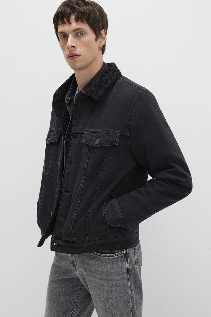 Mavi Erkek Zander Classic Denim Suni Kürklü Jean Ceket M0111214 Black - 3