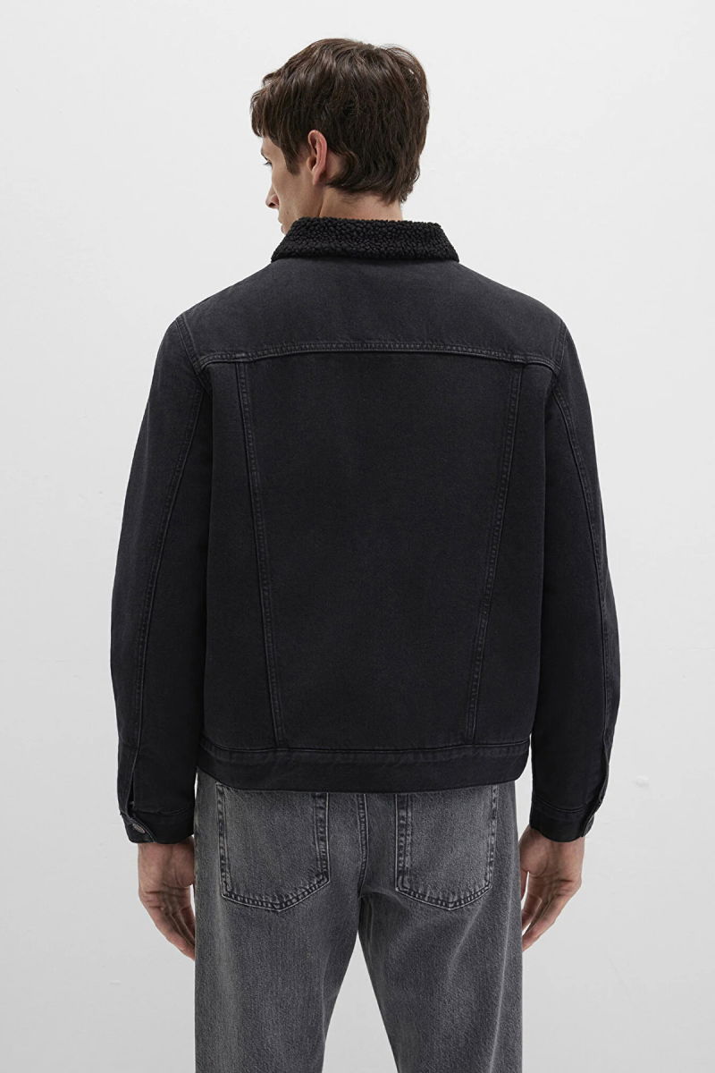 Mavi Erkek Zander Classic Denim Suni Kürklü Jean Ceket M0111214 Black - 5