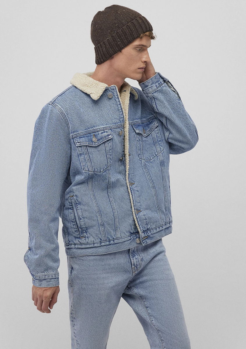 Mavi Erkek Zander Classic Denim Suni Kürklü Jean Ceket M0111214 Mavi - Mavi