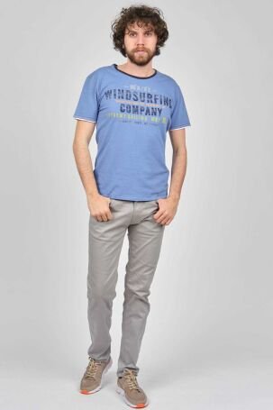 Mcl Erkek Baskılı Slim Fit Bisiklet Yaka T-Shirt 2070154 Mavi - 2